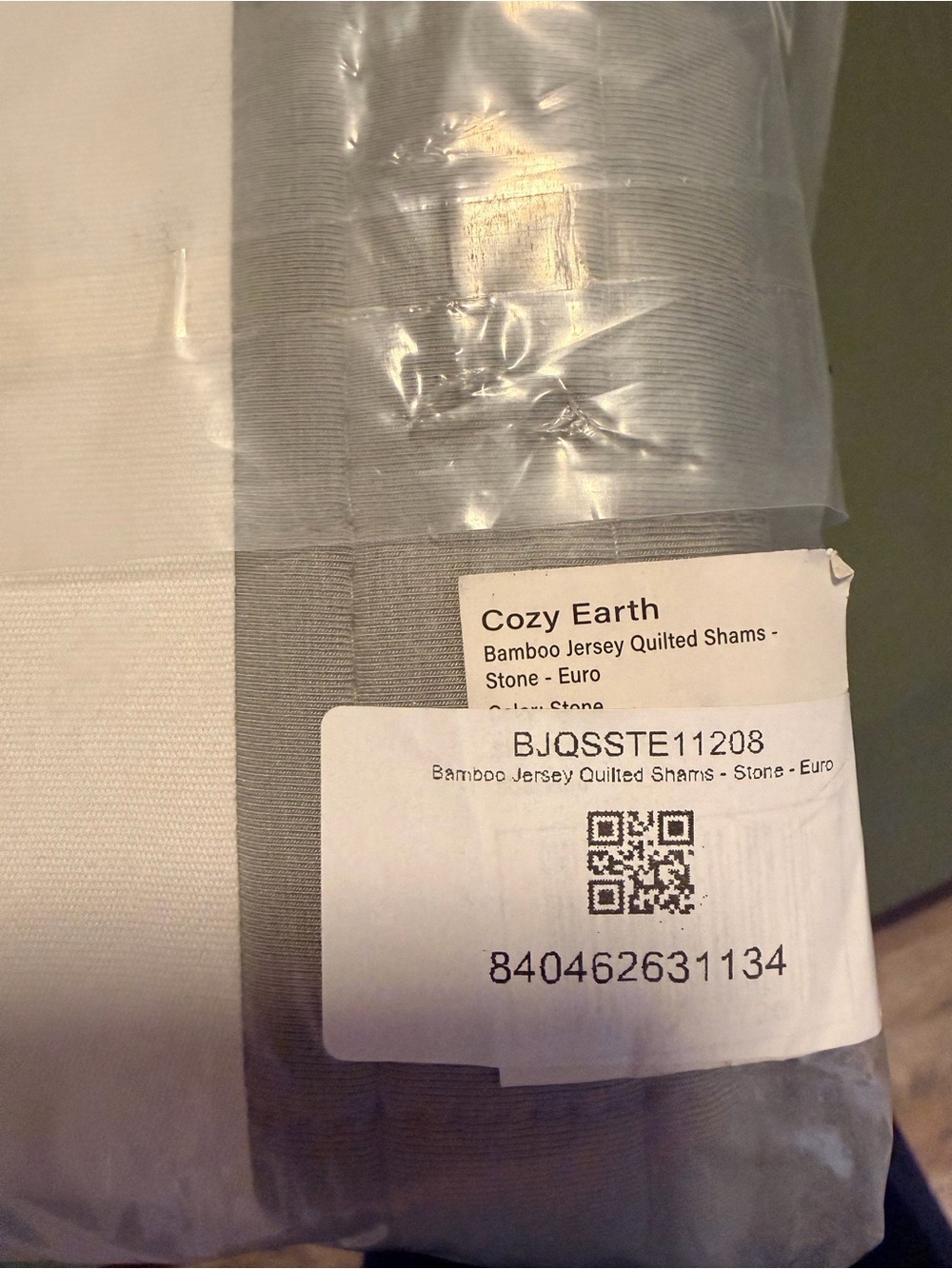 Cozy Earth Bamboo Jersey Quilted Euro Shams Stone 36x36 Set of 2 NWT - Picture 2 of 4